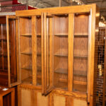 Vintage Oak China Cabinet with Lower Cane Doors - Image 3