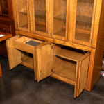 Vintage Oak China Cabinet with Lower Cane Doors - Image 6