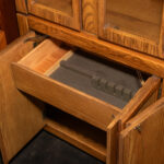 Vintage Oak China Cabinet with Lower Cane Doors - Image 7