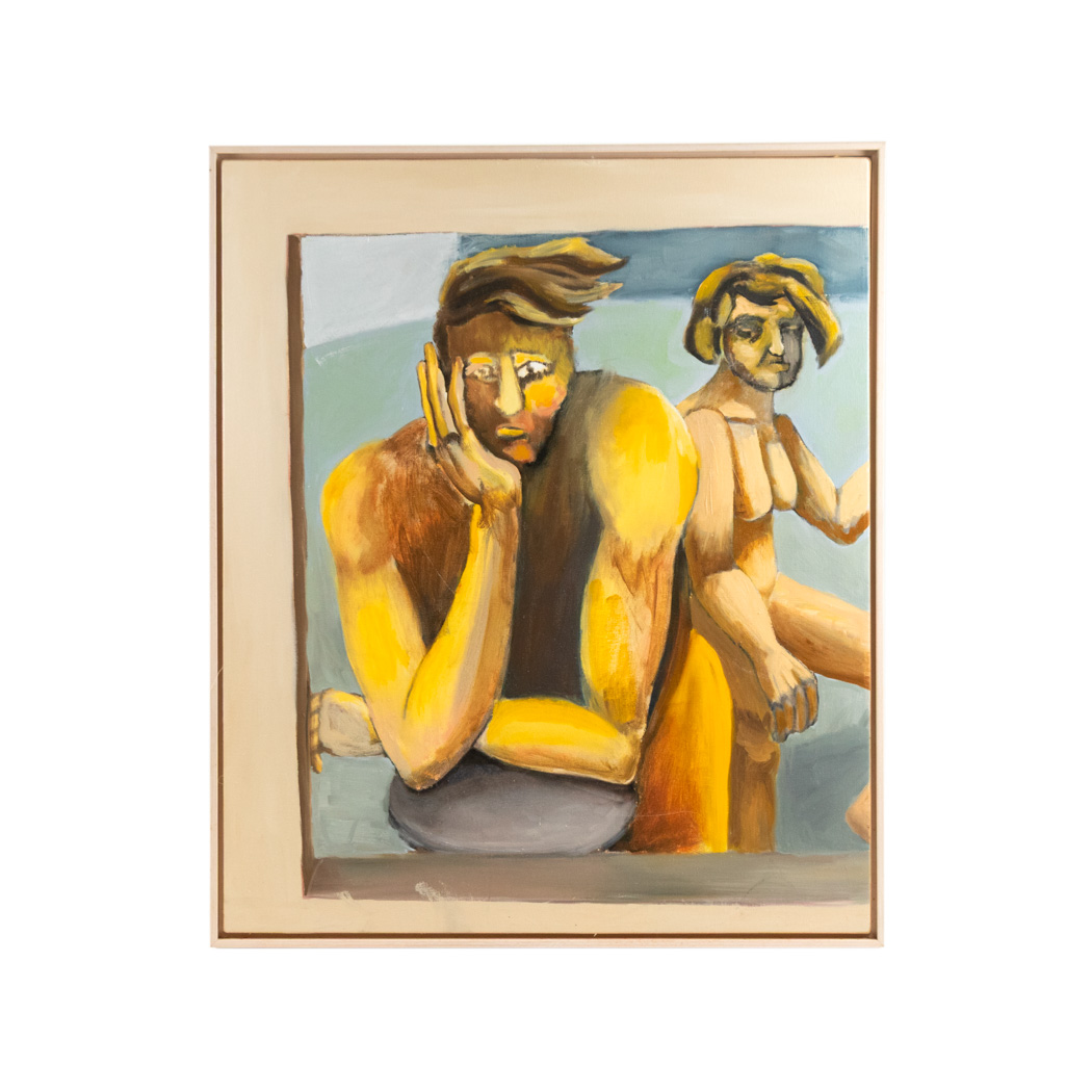 ZBHRT_128-2 EMILY WAYMIRE Modernist Figural Oil Painting - Image 1