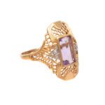 Vintage Amethyst and Diamond Ring in 14 Karat Gold - Image 3