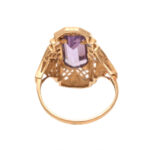 Vintage Amethyst and Diamond Ring in 14 Karat Gold - Image 4