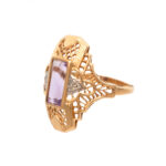 Vintage Amethyst and Diamond Ring in 14 Karat Gold - Image 5