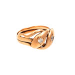 Antique Victorian Double Snake Ring with Diamond Accents in 10 Karat Gold - Image 3