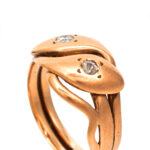 Antique Victorian Double Snake Ring with Diamond Accents in 10 Karat Gold - Image 2