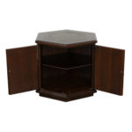 Vintage Hexagonal Accent Table with Paneled Design - Image 3
