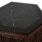 Vintage Hexagonal Accent Table with Paneled Design - Image 2