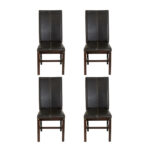 Set of 4 HAVERTY’S Leather Contrast Stitch Dining Chairs