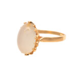 Solitaire Cabochon Chalcedony Ring in 14 Karat Gold - Image 5