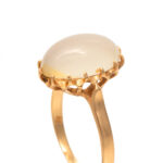 Solitaire Cabochon Chalcedony Ring in 14 Karat Gold - Image 2