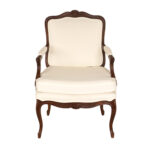 French Louis XV Style Armchair with Ivory Shell Upholstery