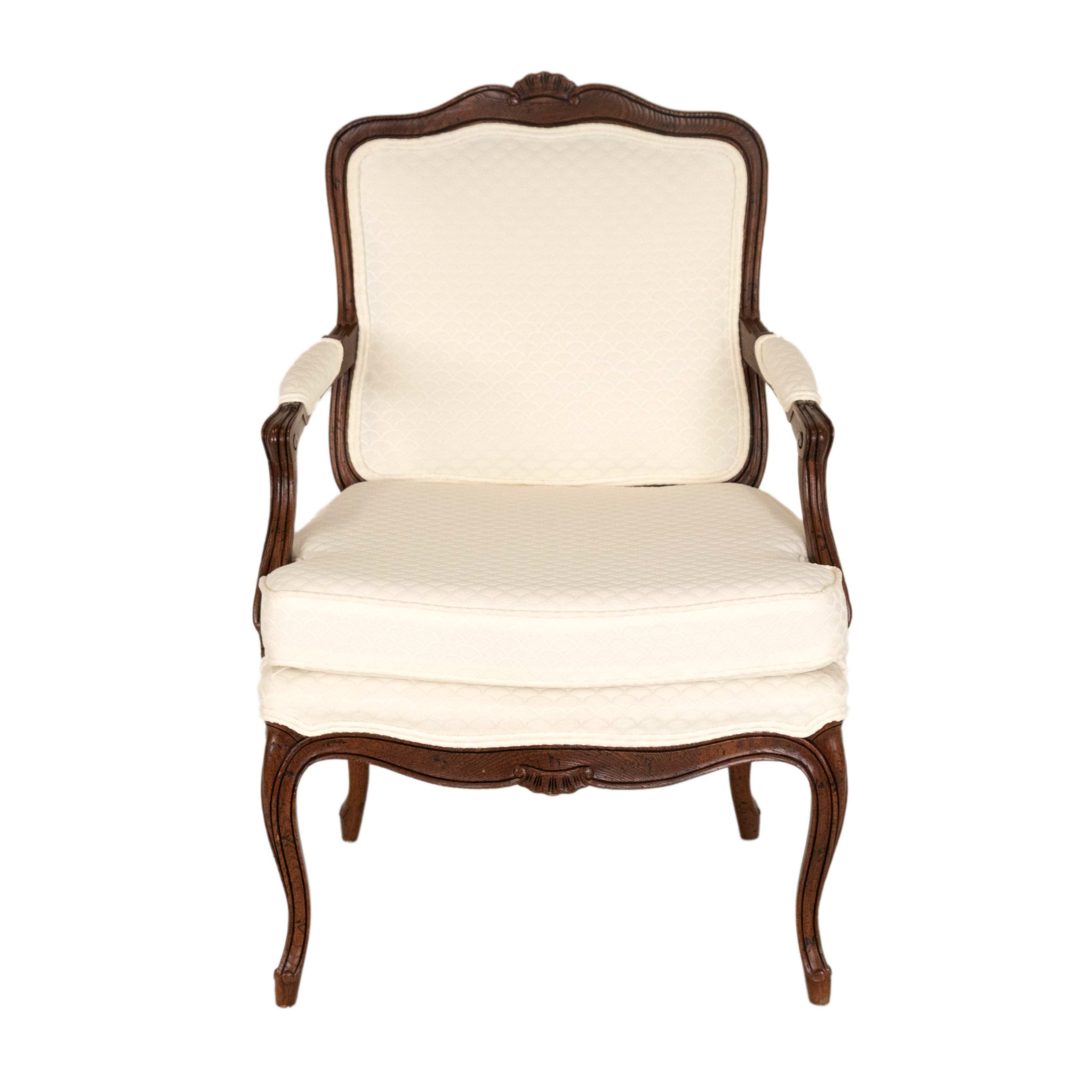 ZGURA-103 -2 French Louis XV Style Armchair with Ivory Shell Upholstery - Image 1