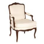 French Louis XV Style Armchair with Ivory Shell Upholstery - Image 2