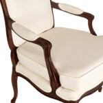 French Louis XV Style Armchair with Ivory Shell Upholstery - Image 6