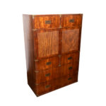 Vintage HENREDON Campaign Style Chest with Reeded Doors