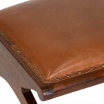 Leather and Wood Ottoman with Curved Base - Image 2