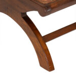 Leather and Wood Ottoman with Curved Base - Image 3