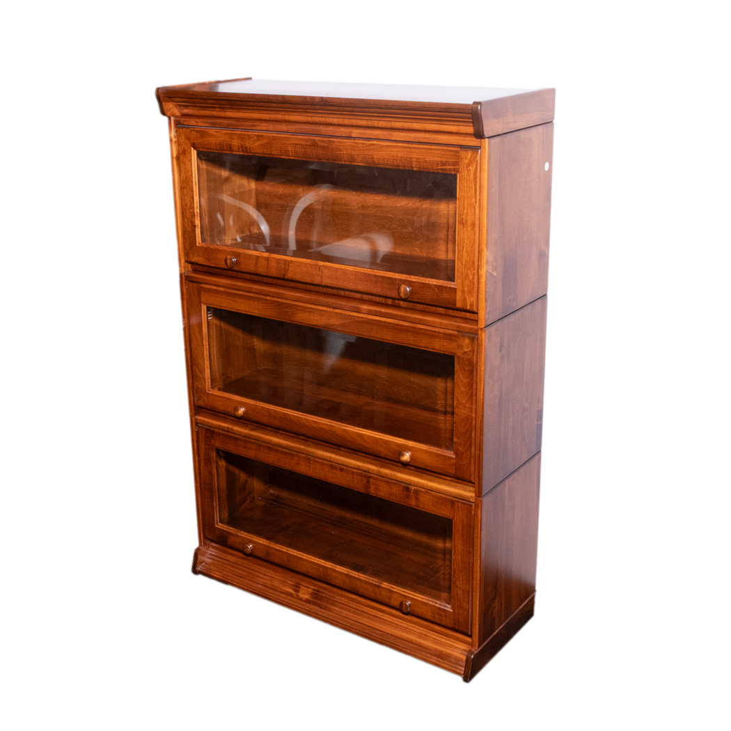 ZSHIL_103-2 Amish Made Walnut Finish Three-Tier Barrister Bookcase - Image 1