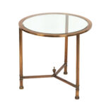 Round Glass Top Accent Table on Brass Base