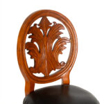 Set of 3 Wood and Leather Bar Stools with Ornate Splat Backs - Image 3