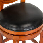 Set of 3 Wood and Leather Bar Stools with Ornate Splat Backs - Image 4