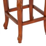 Set of 3 Wood and Leather Bar Stools with Ornate Splat Backs - Image 5