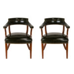 Pair of Captain’s Chairs in Dark Green Upholstery