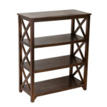 Hand Hewn Look Bookshelf with ‘X’ Side Details