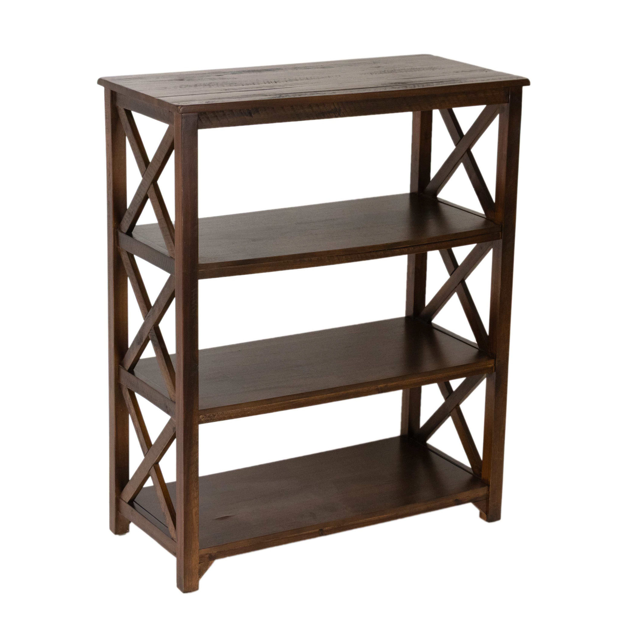 ZLEER_102 -2 Hand Hewn Look Bookshelf with ‘X’ Side Details - Image 1