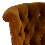 Yellow Velvet Tufted Back Chaise Lounge with Embroidered Dragon Design - Image 3