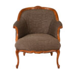 French Louis XV Style Low Back Wood Framed Armchair