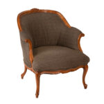 French Louis XV Style Low Back Wood Framed Armchair - Image 2