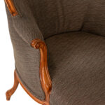 French Louis XV Style Low Back Wood Framed Armchair - Image 4