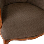 French Louis XV Style Low Back Wood Framed Armchair - Image 5