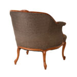 French Louis XV Style Low Back Wood Framed Armchair - Image 8