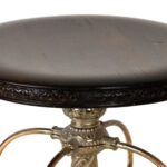 Antique Victorian Adjustable Piano Stool Featuring a Wooden Seat and Cast Iron Base - Image 2