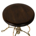 Antique Victorian Adjustable Piano Stool Featuring a Wooden Seat and Cast Iron Base - Image 3