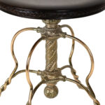 Antique Victorian Adjustable Piano Stool Featuring a Wooden Seat and Cast Iron Base - Image 4