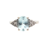 Aquamarine and Diamond Ring in 14 Karat White Gold