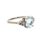 Aquamarine and Diamond Ring in 14 Karat White Gold - Image 3
