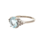 Aquamarine and Diamond Ring in 14 Karat White Gold - Image 5