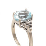 Aquamarine and Diamond Ring in 14 Karat White Gold - Image 2