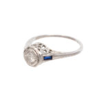 Antique Art Deco Diamond and Synthetic Sapphire Ring in 14 Karat White Gold - Image 6