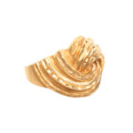Wide Swirl Textured and Faceted Ring in 14 Karat Gold - Image 3