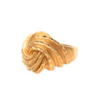 Wide Swirl Textured and Faceted Ring in 14 Karat Gold - Image 5