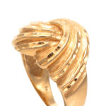 Wide Swirl Textured and Faceted Ring in 14 Karat Gold - Image 2