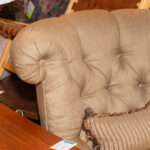 TOMLINSON ERWIN LAMBETH Gold Upholstered Tufted Back Swivel Chair with Tassel Fringe - Image 2