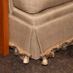 TOMLINSON ERWIN LAMBETH Gold Upholstered Tufted Back Swivel Chair with Tassel Fringe - Image 4