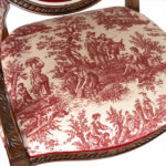 French Louis XVI Style Medallion Back Chair in Red Toile Upholstery - Image 4