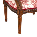 French Louis XVI Style Medallion Back Chair in Red Toile Upholstery - Image 5